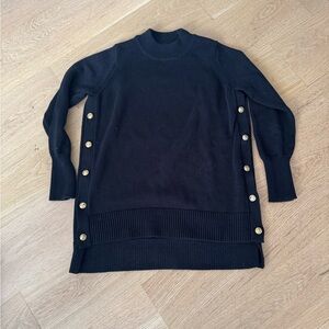 Black Sweater with Side Buttons